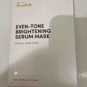 NWT Pretti5 Even-Tone Brightening Serum Facial Mask 5 Pieces